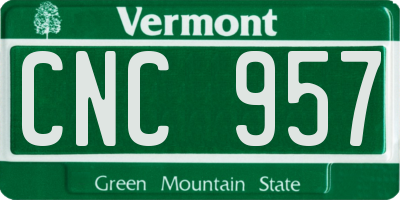 VT license plate CNC957