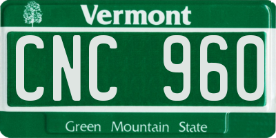 VT license plate CNC960