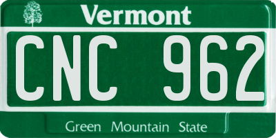 VT license plate CNC962