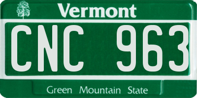 VT license plate CNC963