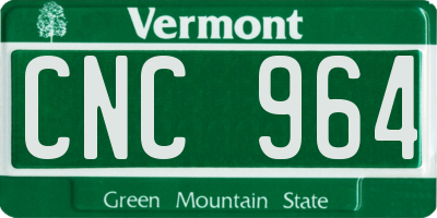 VT license plate CNC964