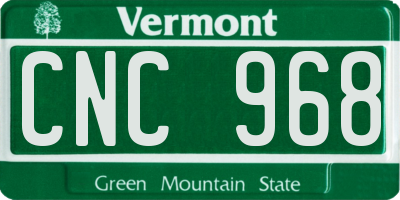 VT license plate CNC968