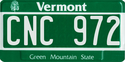 VT license plate CNC972