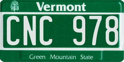 VT license plate CNC978