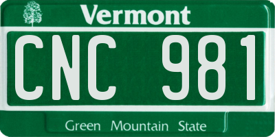VT license plate CNC981