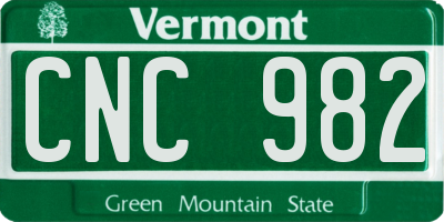 VT license plate CNC982