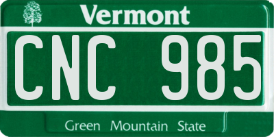 VT license plate CNC985