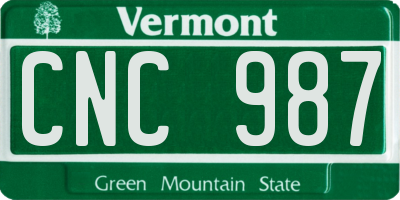 VT license plate CNC987