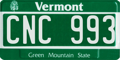 VT license plate CNC993
