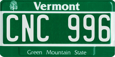 VT license plate CNC996