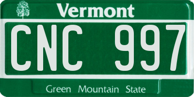 VT license plate CNC997