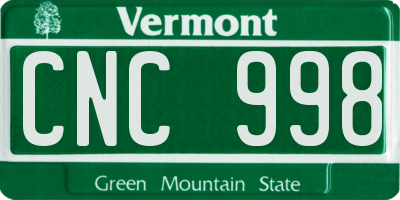 VT license plate CNC998