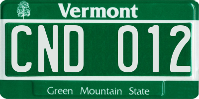 VT license plate CND012