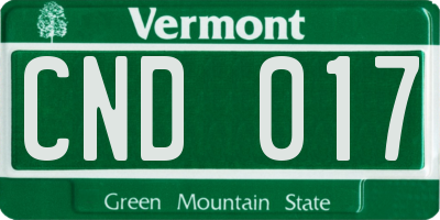 VT license plate CND017