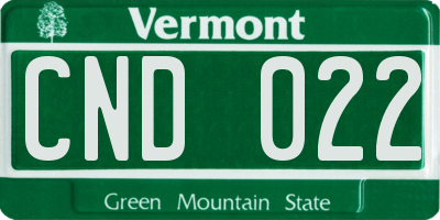 VT license plate CND022