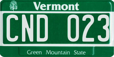 VT license plate CND023