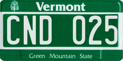 VT license plate CND025