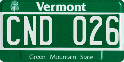 VT license plate CND026