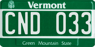 VT license plate CND033