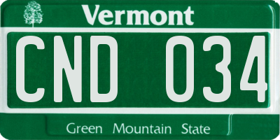 VT license plate CND034