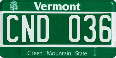 VT license plate CND036
