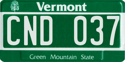 VT license plate CND037