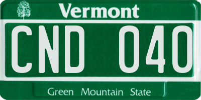 VT license plate CND040