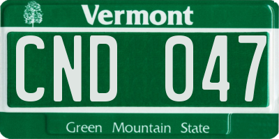 VT license plate CND047