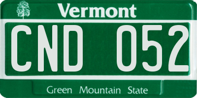 VT license plate CND052