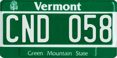 VT license plate CND058
