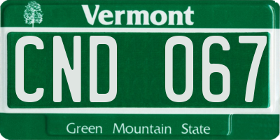 VT license plate CND067