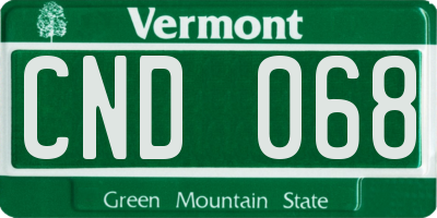 VT license plate CND068