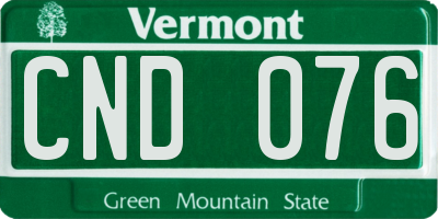 VT license plate CND076
