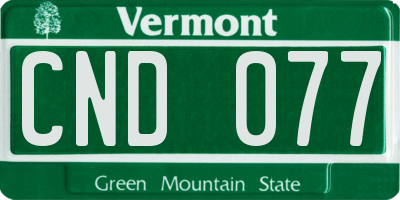 VT license plate CND077