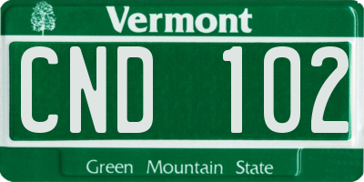 VT license plate CND102