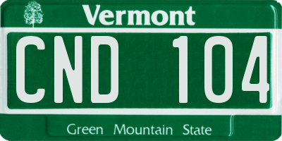 VT license plate CND104