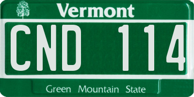 VT license plate CND114