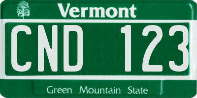 VT license plate CND123