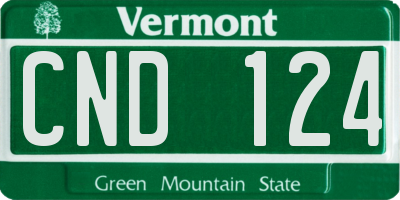 VT license plate CND124