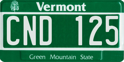 VT license plate CND125