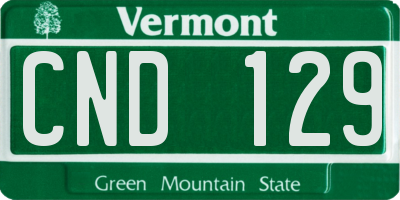 VT license plate CND129