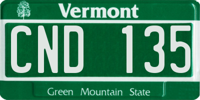 VT license plate CND135