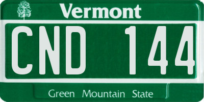 VT license plate CND144