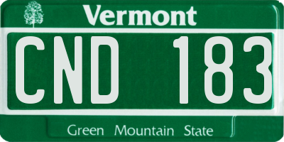 VT license plate CND183