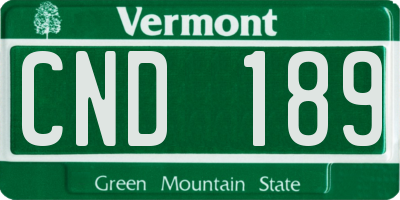 VT license plate CND189