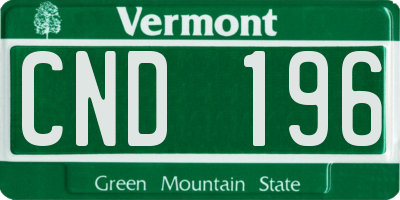 VT license plate CND196