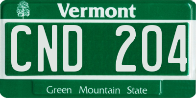 VT license plate CND204