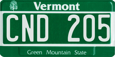 VT license plate CND205
