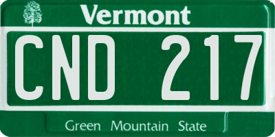 VT license plate CND217