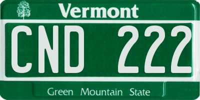 VT license plate CND222